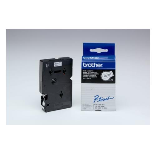 Brother tape black on white (TC291), 9mm, laminated