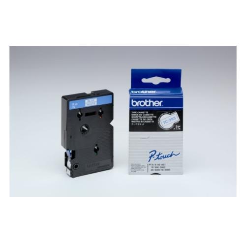 Brother tape blue on white (TC293), 9mm, laminated