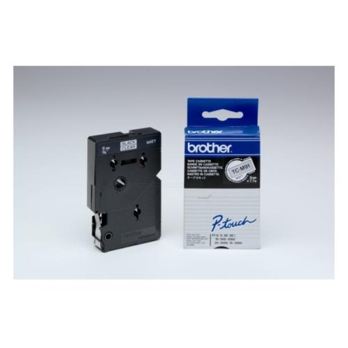 Brother tape black on transparent matt (TCM91), 9mm, laminated