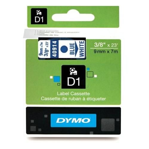 Dymo labels blue on white (40914 / S0720690), 9mm, laminated