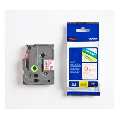 Brother tape red on white (TZE222), 9mm, laminated