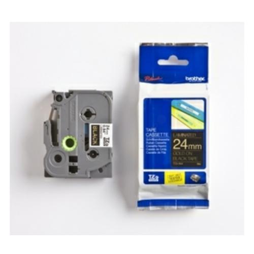 Brother tape gold on black (TZE354), 24mm, laminated