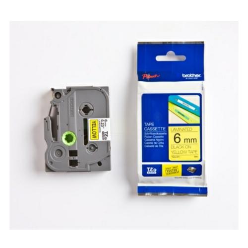 Brother tape black on yellow (TZE611), 6mm, laminated