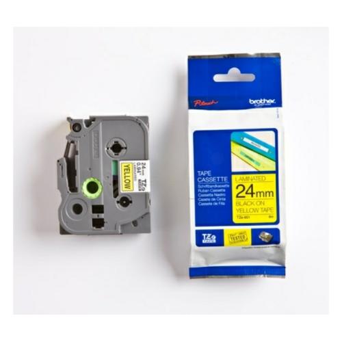 Brother tape black on yellow (TZE651), 24mm, laminated