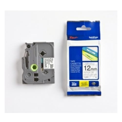 Brother tape black on transparent matt (TZEM31), 12mm, laminated