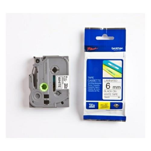 Brother tape black on white (TZE211), 6mm, laminated