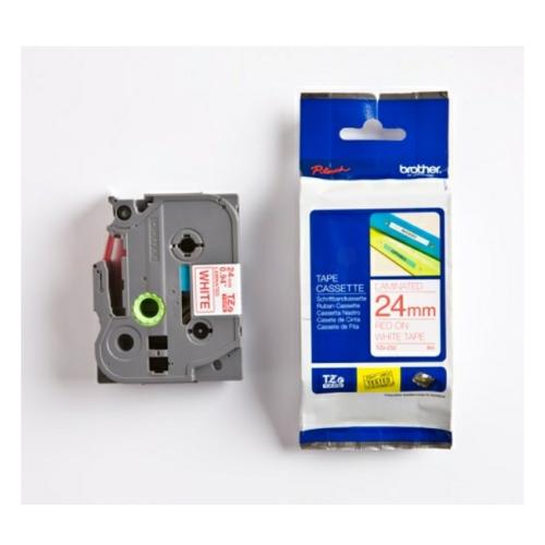 Brother tape red on white (TZE252), 24mm, laminated