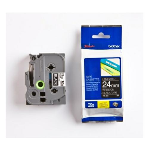 Brother tape white on black (TZE355), 24mm, laminated
