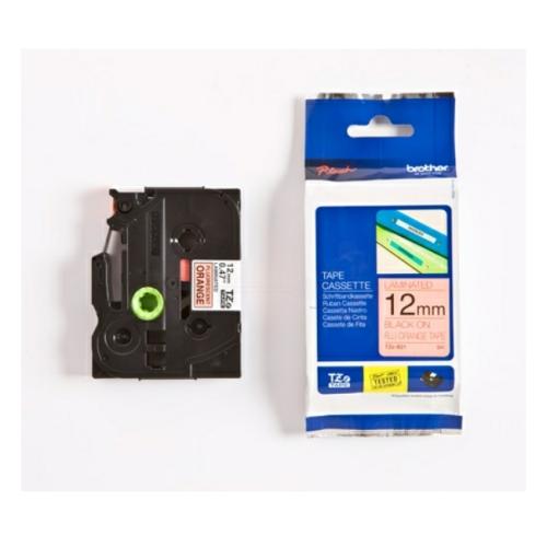 Brother tape black on signal orange (TZEB31), 12mm, laminated
