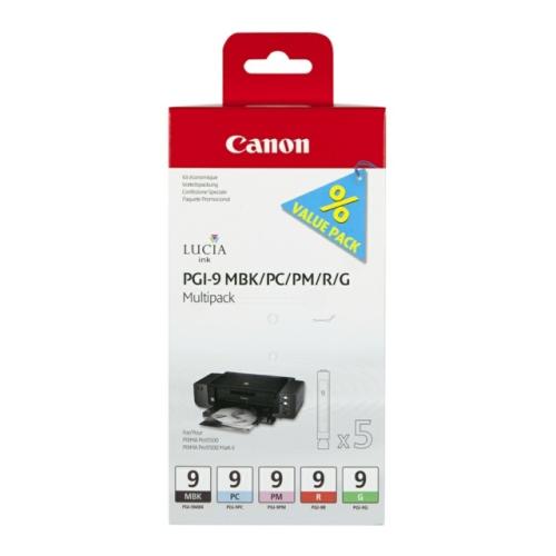 Canon printcartridge black mato / cyan photo / magenta photo / red / green (1033B013 / PGI9) (multipack)