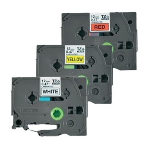 Brother tape black on white / red / yellow (TZE31M3), 12mm, laminated (multipack)
