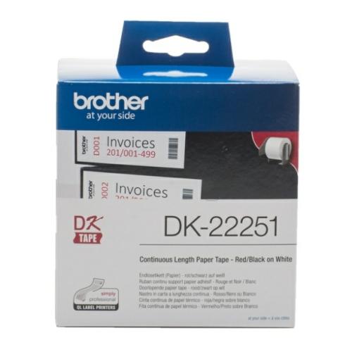 Brother labels red / black on white (DK22251), 62mm